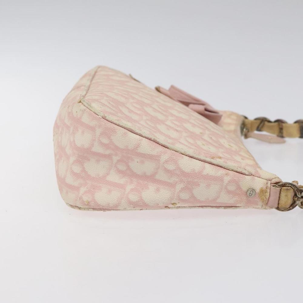 Christian Dior Trotter Canvas Romantic Chain Bag PVC Pink Silver Auth 124129 - Picture 3 of 16